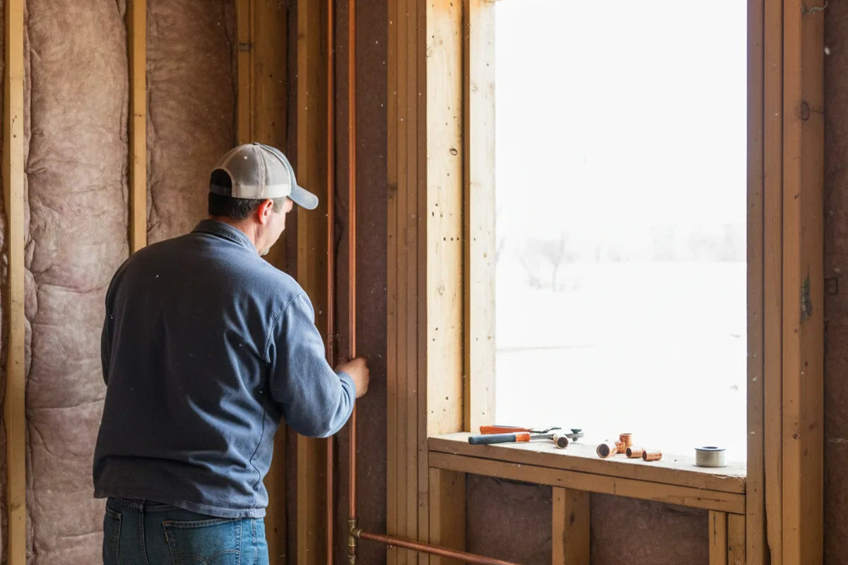 Licensed plumber running new copper supply lines in a Grosse Pointe home