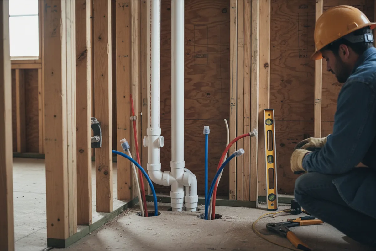Drain and supply rough-in during Drain Cleaning in Grosse Pointe
