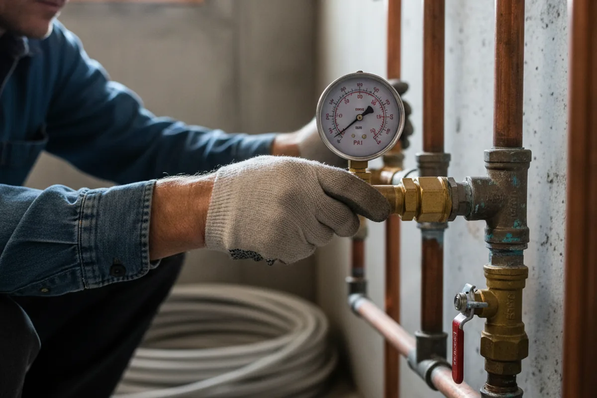 Pressure testing a repaired line during Water Line Repair in Grosse Pointe
